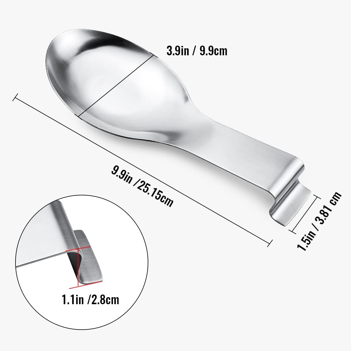 1 PCS Stainless Steel Spoon Rest, Spoon Holder for Stove Top, Utensil Spoon Rest Holder, kitchen utensils Holder for Ladles, Spatula, Cooking Utensils or Kitchen Tools Silver
