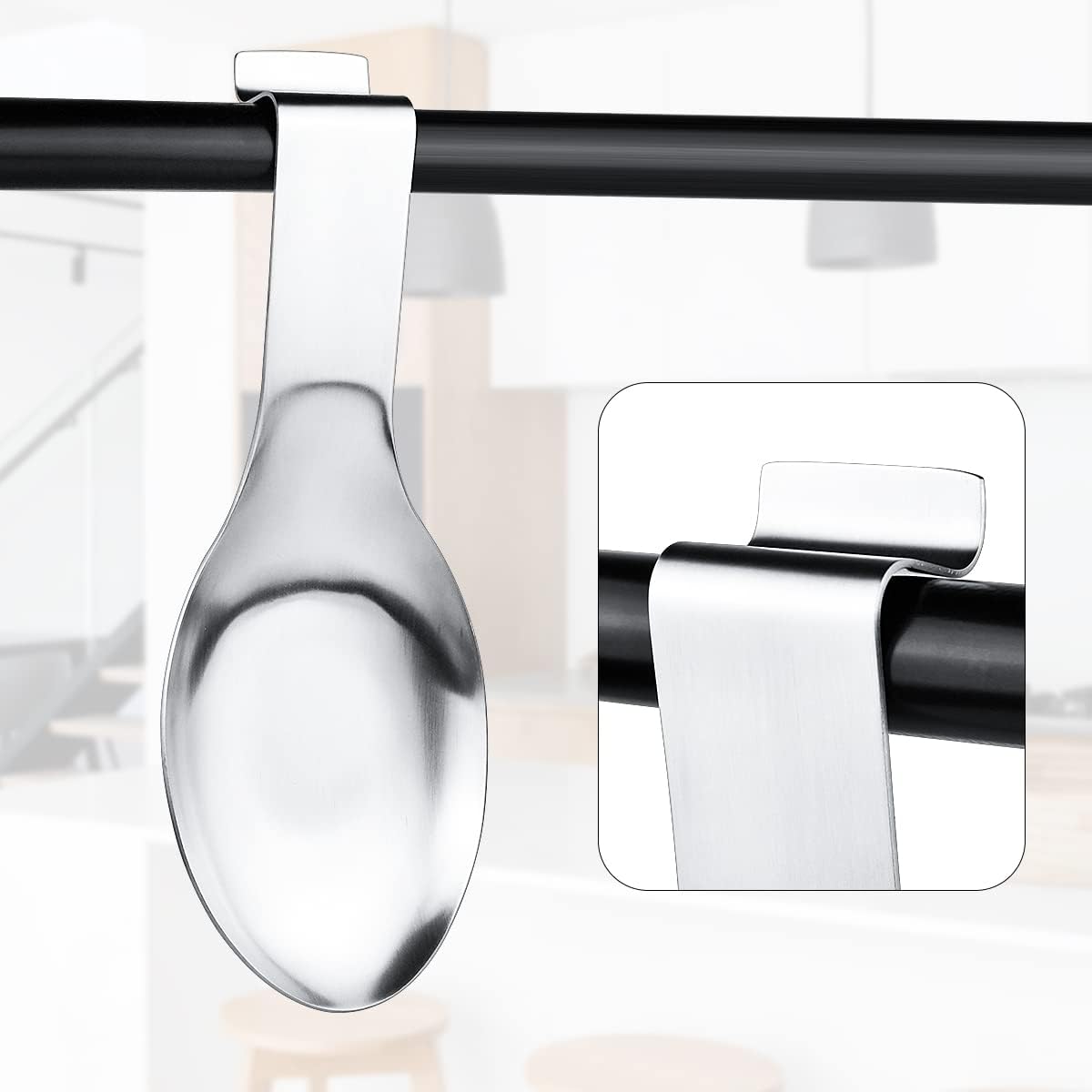 1 PCS Stainless Steel Spoon Rest, Spoon Holder for Stove Top, Utensil Spoon Rest Holder, kitchen utensils Holder for Ladles, Spatula, Cooking Utensils or Kitchen Tools Silver