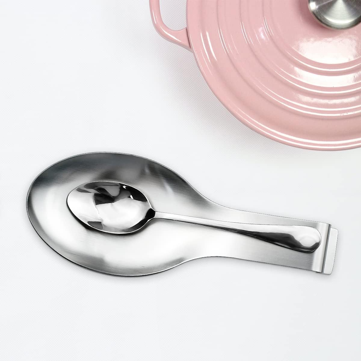 1 PCS Stainless Steel Spoon Rest, Spoon Holder for Stove Top, Utensil Spoon Rest Holder, kitchen utensils Holder for Ladles, Spatula, Cooking Utensils or Kitchen Tools Silver