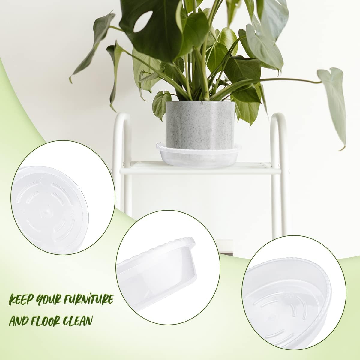 9 Pack Clear Plastic Plant Saucer, Durable Plant Trays Flower Plant Pot Saucer Plant Container Accessories for Indoors & Outdoors, Stop Messes & Stains in Your Garden 6"+8"+10"