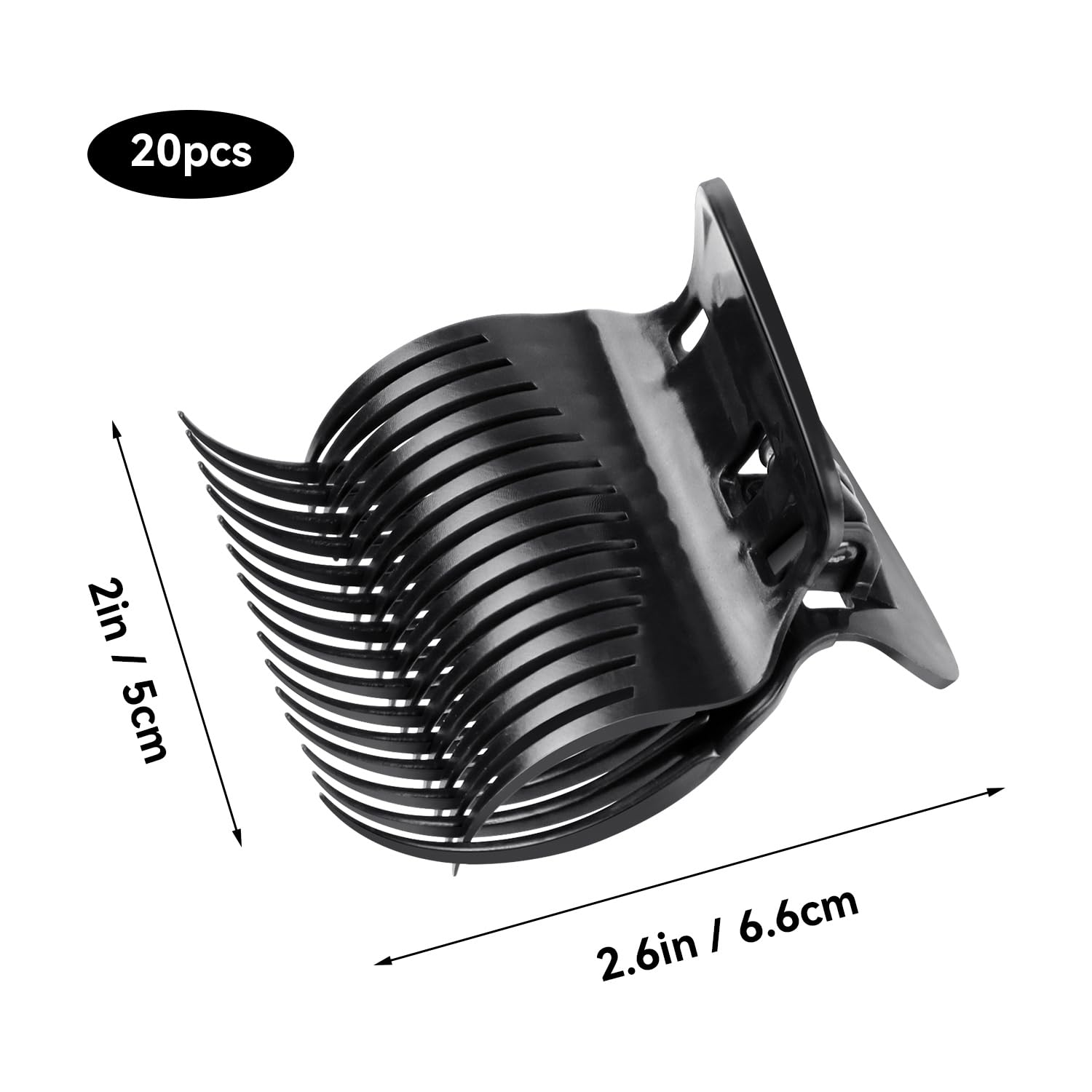 20 Pcs Hot Roller Clips for Hair, Curler Claw Clip for Women Hair Section Styling Black, 2inch