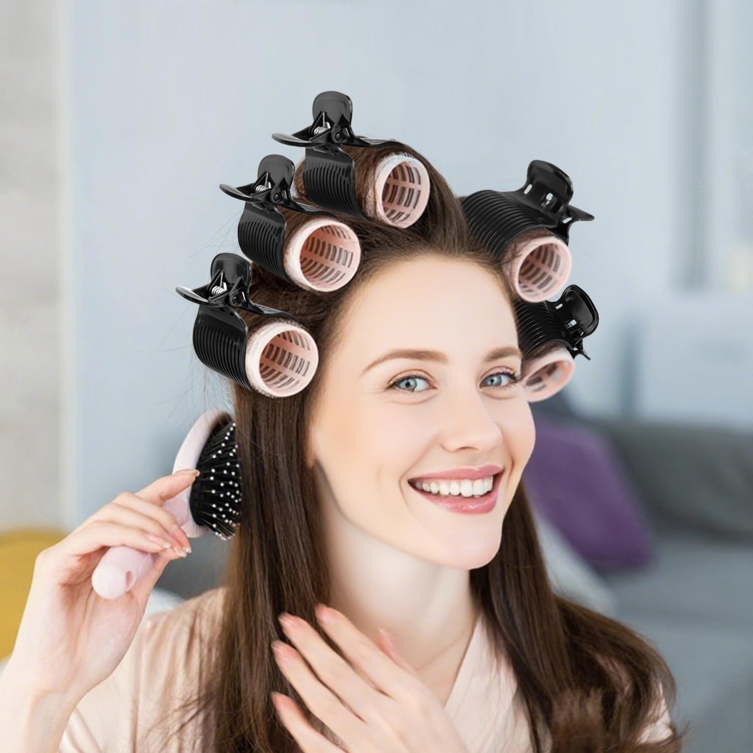 20 Pcs Hot Roller Clips for Hair, Curler Claw Clip for Women Hair Section Styling Black, 2inch