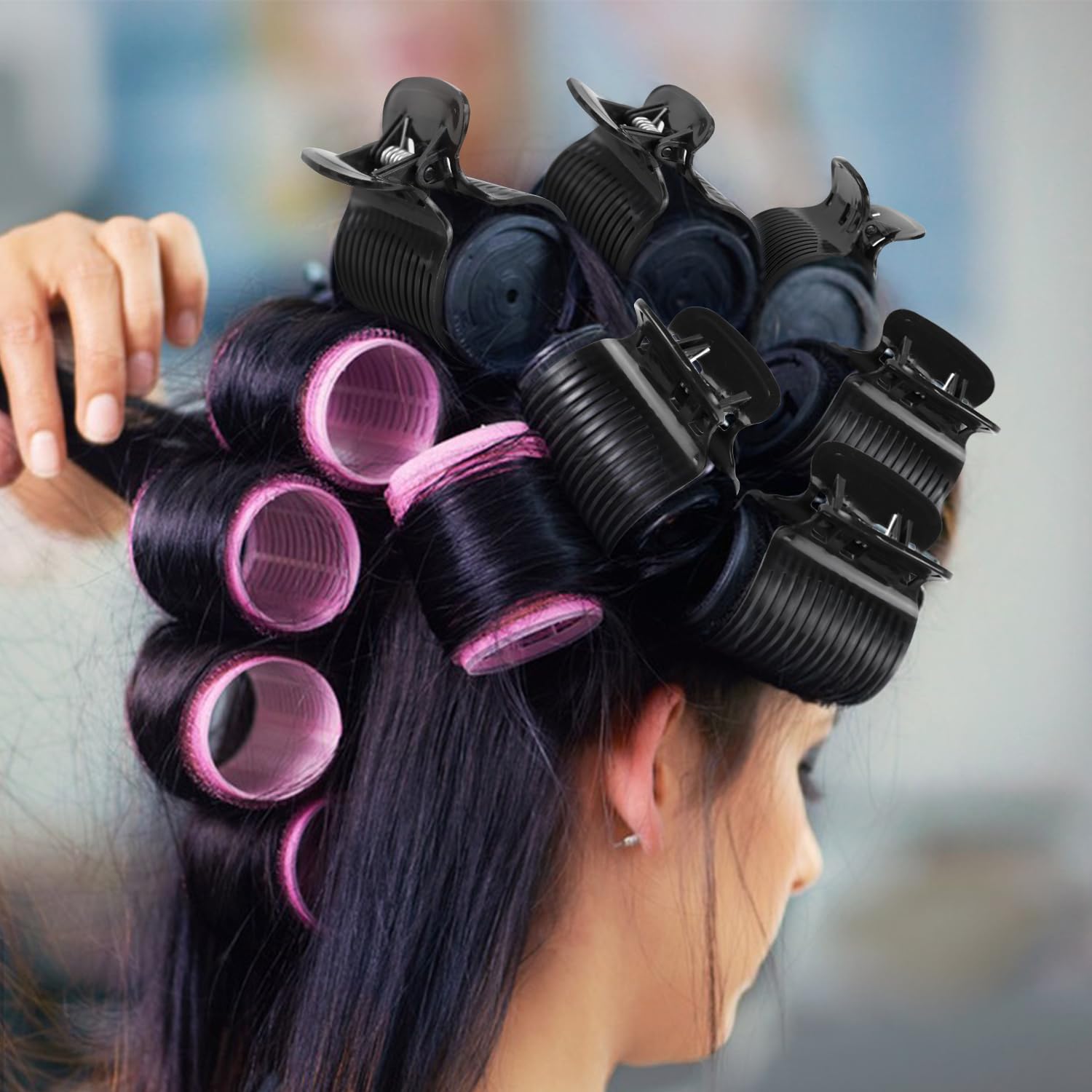 20 Pcs Hot Roller Clips for Hair, Curler Claw Clip for Women Hair Section Styling Black, 2inch