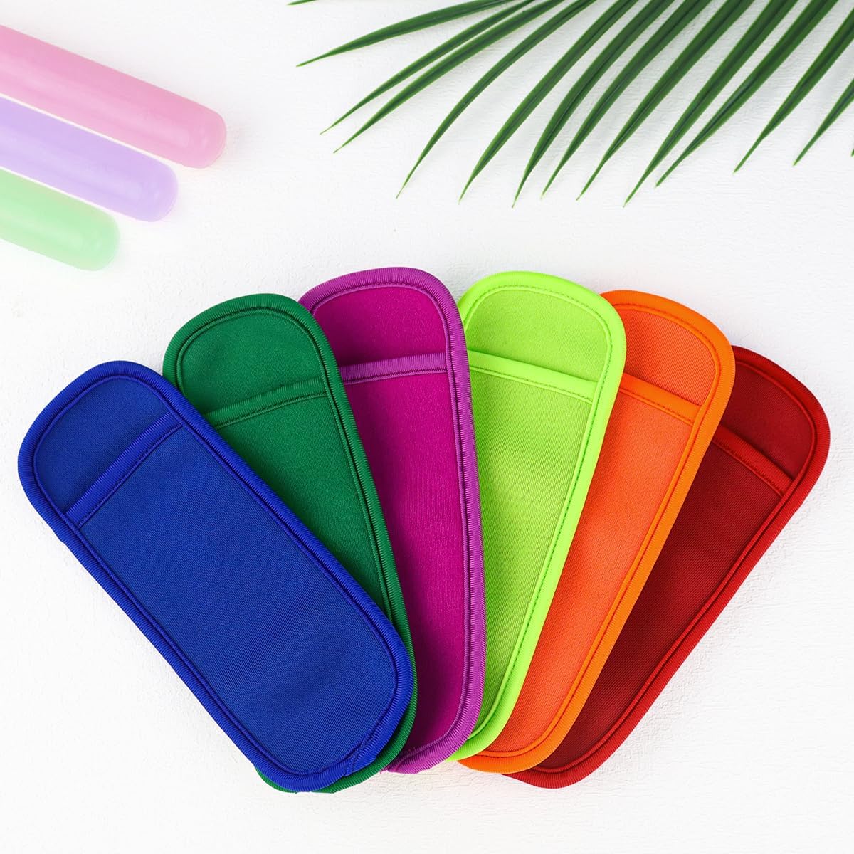 6 Pieces Ice Pop Neoprene Insulator Sleeves Reusable Popsicle Holders Ice Popsicles Bags Ice Pop Sleeves Popsicle Holder Sleeves Ice Pop Stick Sleeves 6 Colors