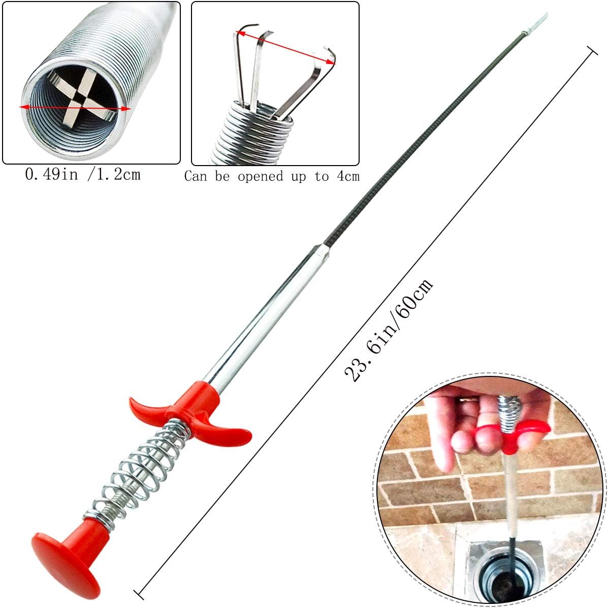 Plumbing Grabber Sink Grabber Flexible Claw Pickup Tool for Litter Pick, Drains, Home Sink, Toilet & Clean Dryer Vents 24inch