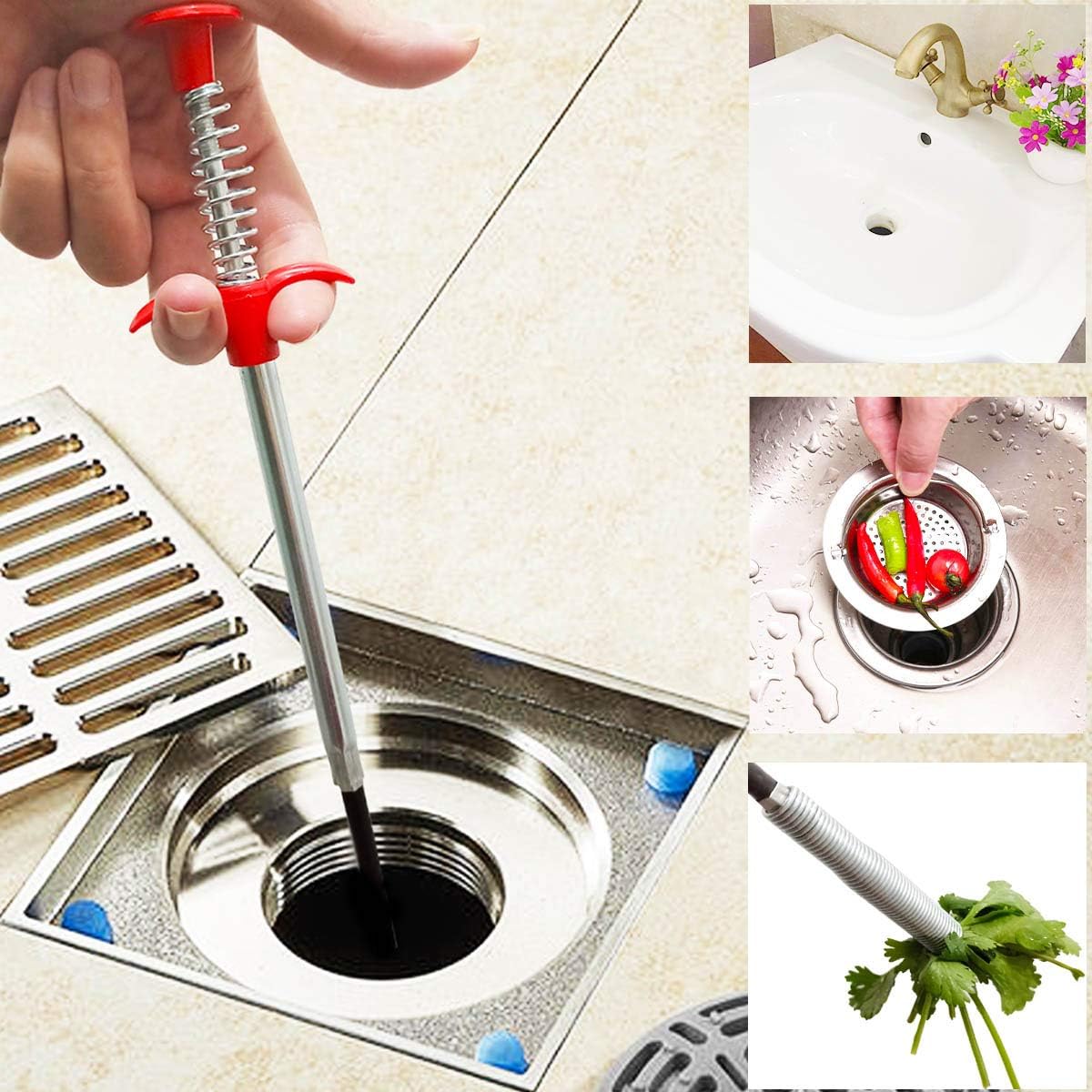 Plumbing Grabber Sink Grabber Flexible Claw Pickup Tool for Litter Pick, Drains, Home Sink, Toilet & Clean Dryer Vents 24inch