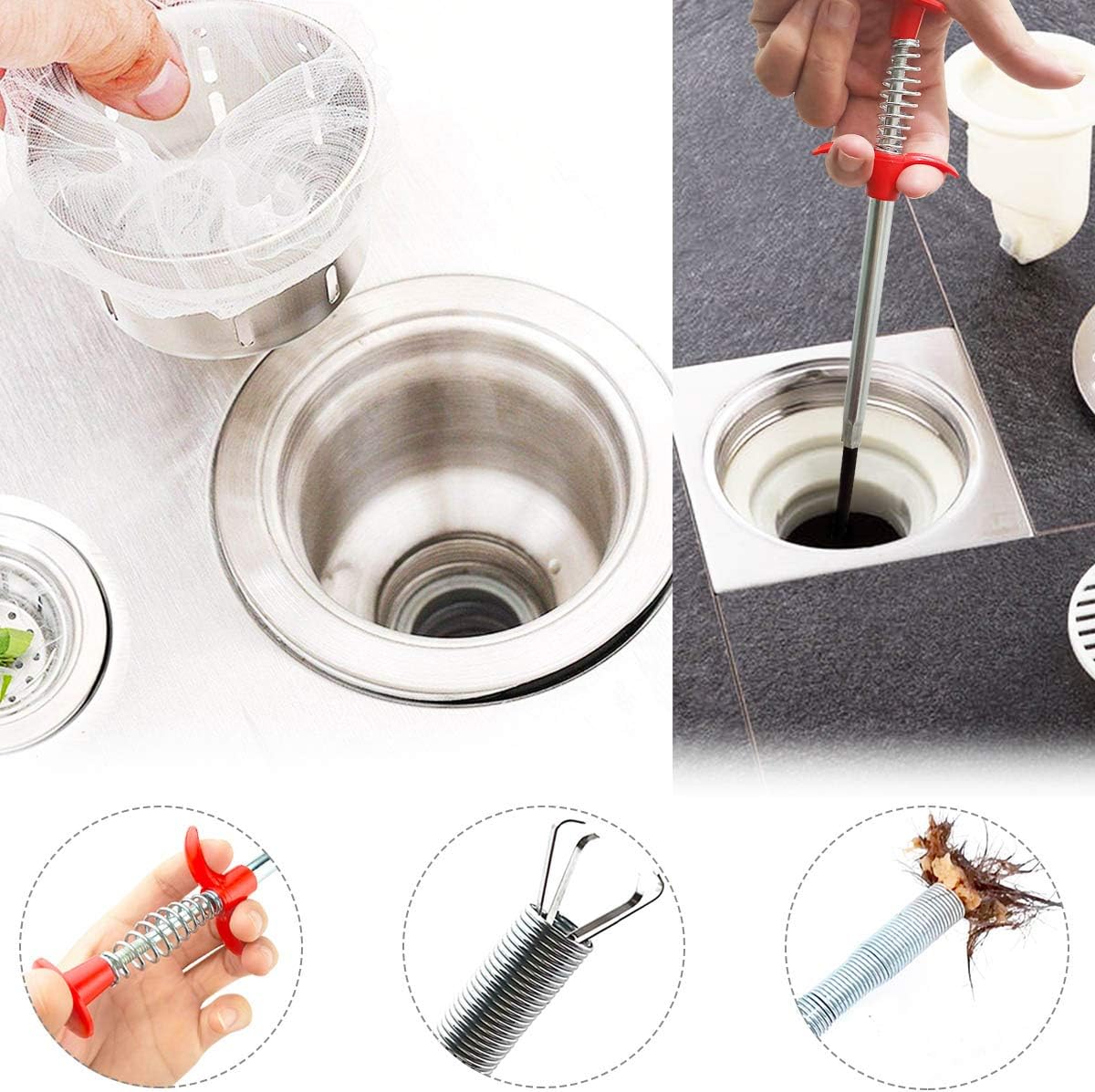 Plumbing Grabber Sink Grabber Flexible Claw Pickup Tool for Litter Pick, Drains, Home Sink, Toilet & Clean Dryer Vents 24inch