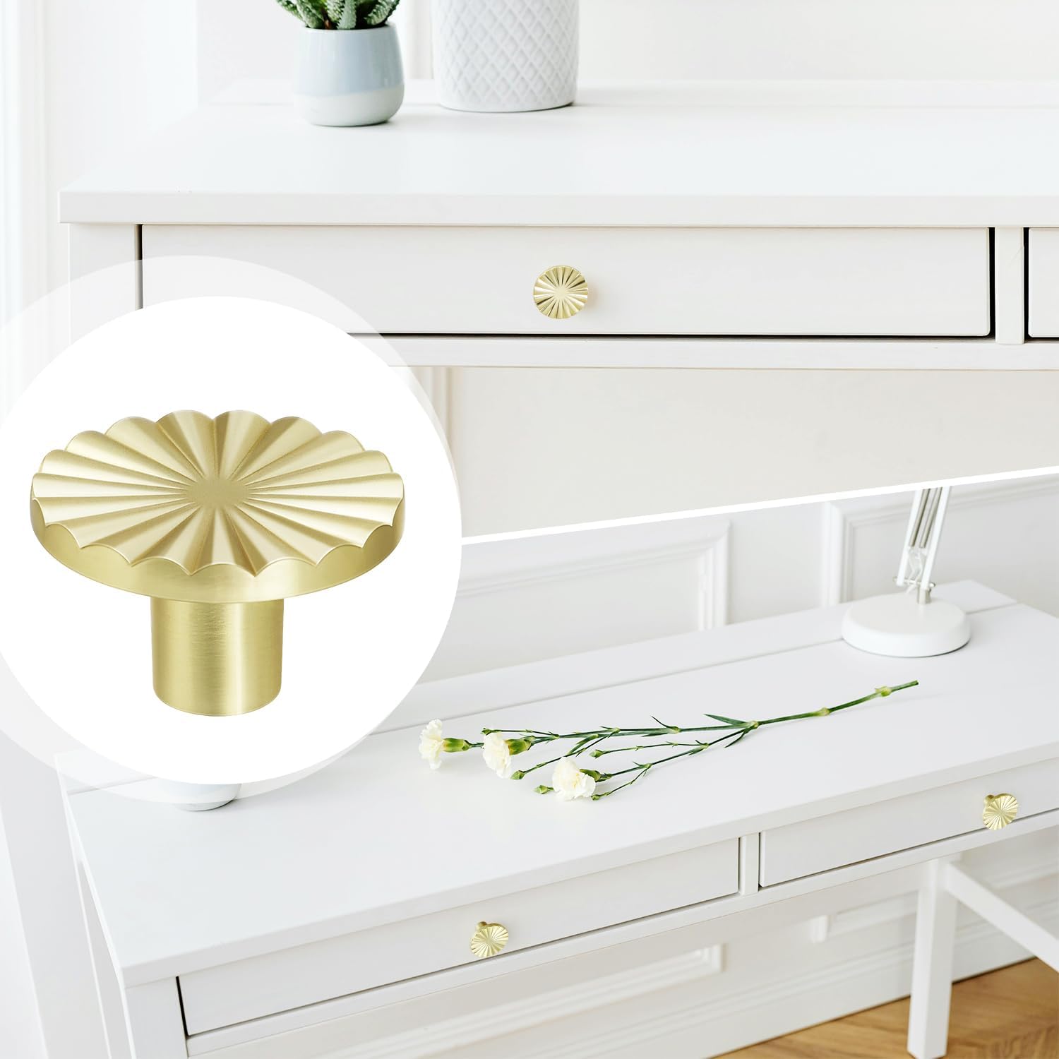 4 Pack Cabinet Knobs Zinc Alloy Solid Kitchen Cabinet Pulls Brushed Gold Drawer Knobs Dresser Cabinet Handles 37 mm