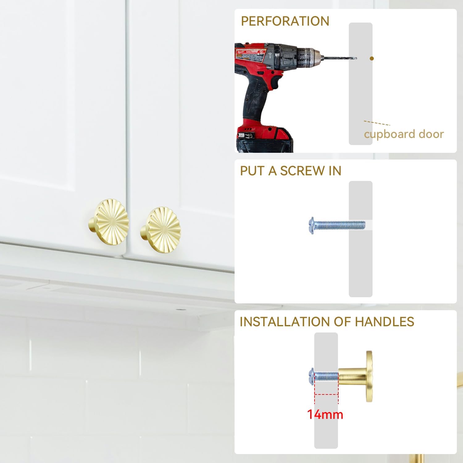 4 Pack Cabinet Knobs Zinc Alloy Solid Kitchen Cabinet Pulls Brushed Gold Drawer Knobs Dresser Cabinet Handles 37 mm