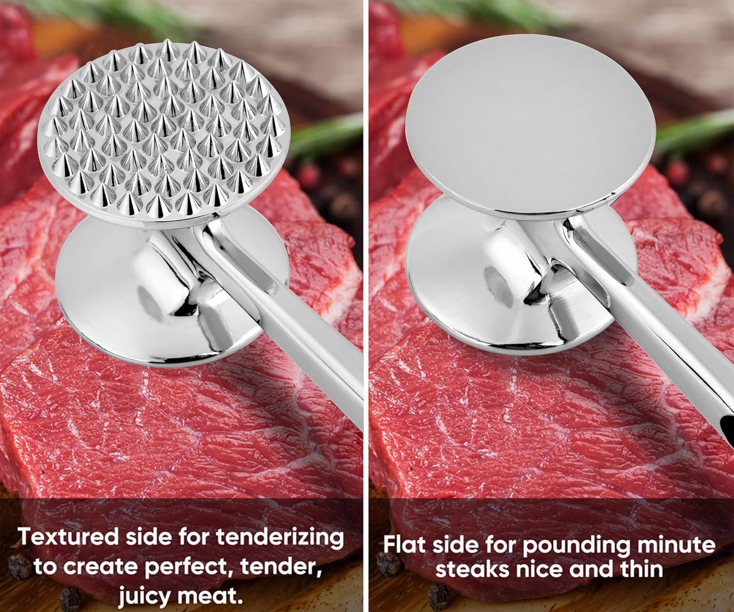 Meat Tenderizer Hammer Tool Mallet Pounder for Kitchen Tenderizing Steak Beef Poultry,Heavy Duty Dual-Sided Tenderiser with Soft Grip Handle - Multifunctional Beater for Chicken,Fish, Baking