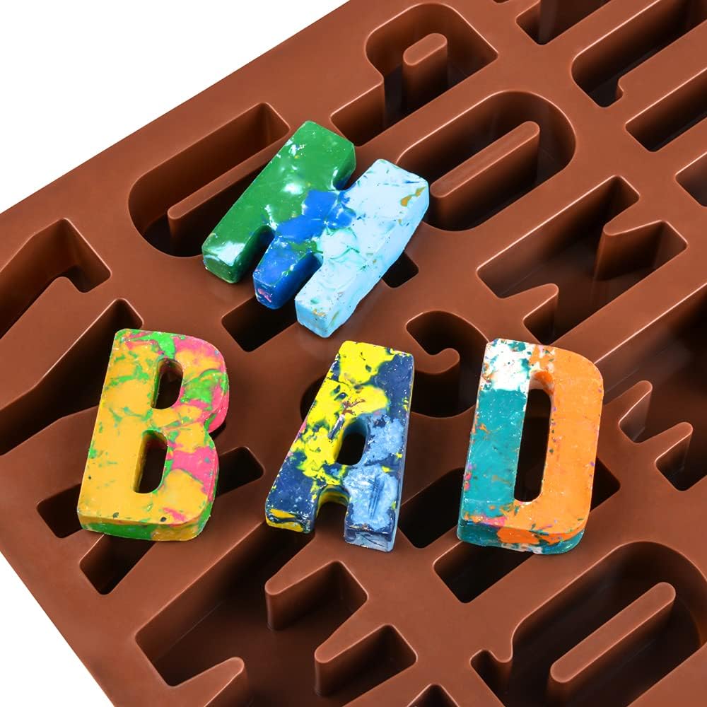 26 Cavities Large Letter Molds Silicone Alphabet Mold for Crayon, Resin, Chocolate, Candy, Wax, Cake Baking Decor 1
