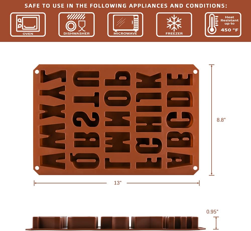 26 Cavities Large Letter Molds Silicone Alphabet Mold for Crayon, Resin, Chocolate, Candy, Wax, Cake Baking Decor 1