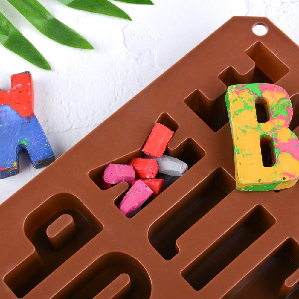 26 Cavities Large Letter Molds Silicone Alphabet Mold for Crayon, Resin, Chocolate, Candy, Wax, Cake Baking Decor 1