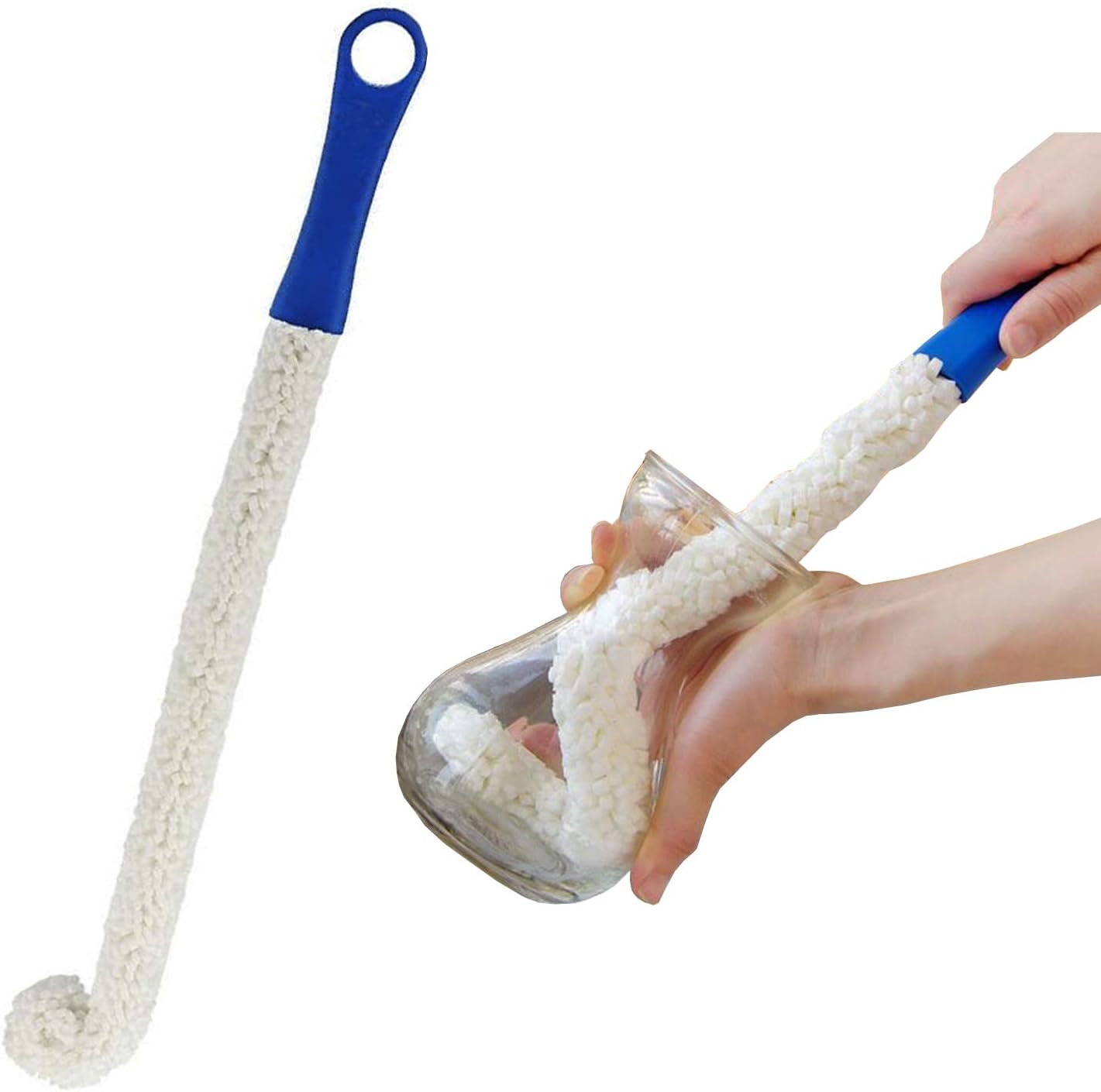 Long Bottle Brush Cleaner for Decanters & Water Bottles – 16” Flexible Foam Washing Wand for Vases, Tumblers, Baby Bottles, and Glassware Not for Standard Beer/Wine Bottles