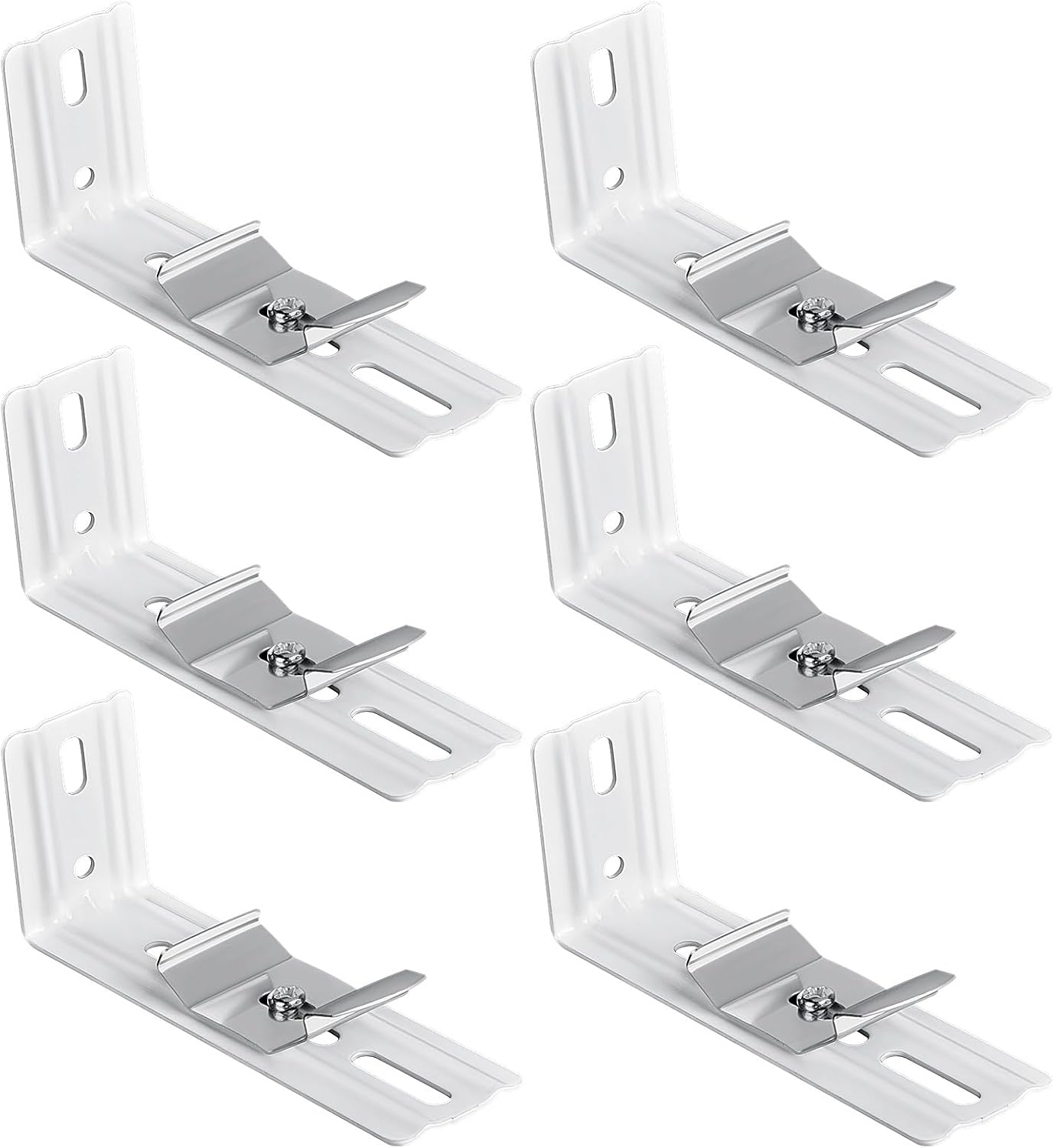 6 Pcs Vertical Blinds L Bracket Vertical Blind Wall Mount with Headrail 1-1/2" C Clamp Brackets 4" Outside Mounting Bracket Clips Vertical Blind Top Code Mounting Silver