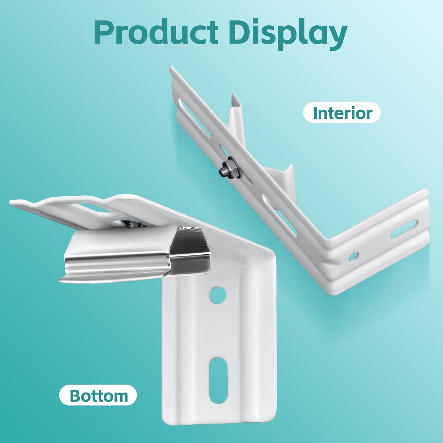 6 Pcs Vertical Blinds L Bracket Vertical Blind Wall Mount with Headrail 1-1/2" C Clamp Brackets 4" Outside Mounting Bracket Clips Vertical Blind Top Code Mounting Silver