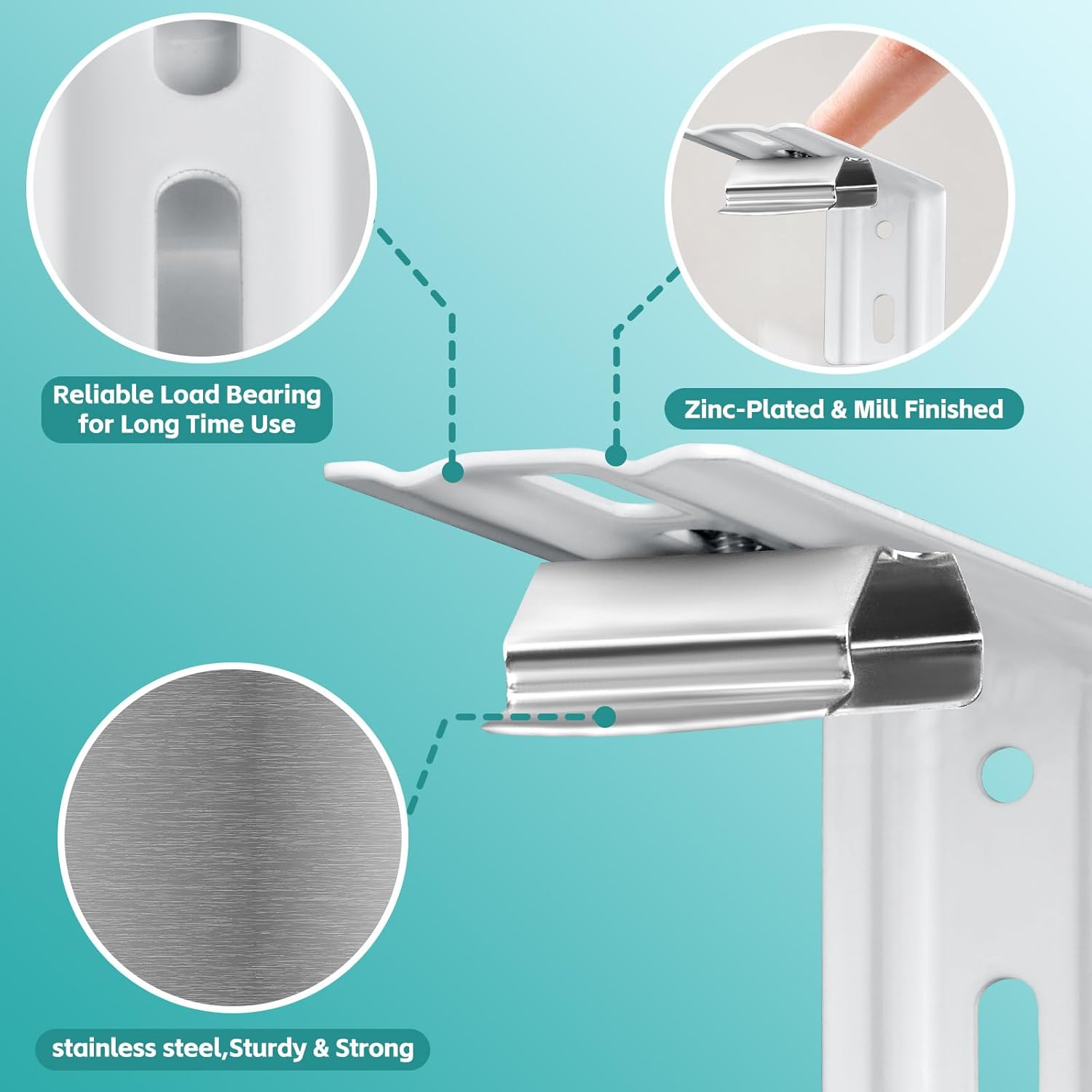 6 Pcs Vertical Blinds L Bracket Vertical Blind Wall Mount with Headrail 1-1/2" C Clamp Brackets 4" Outside Mounting Bracket Clips Vertical Blind Top Code Mounting Silver