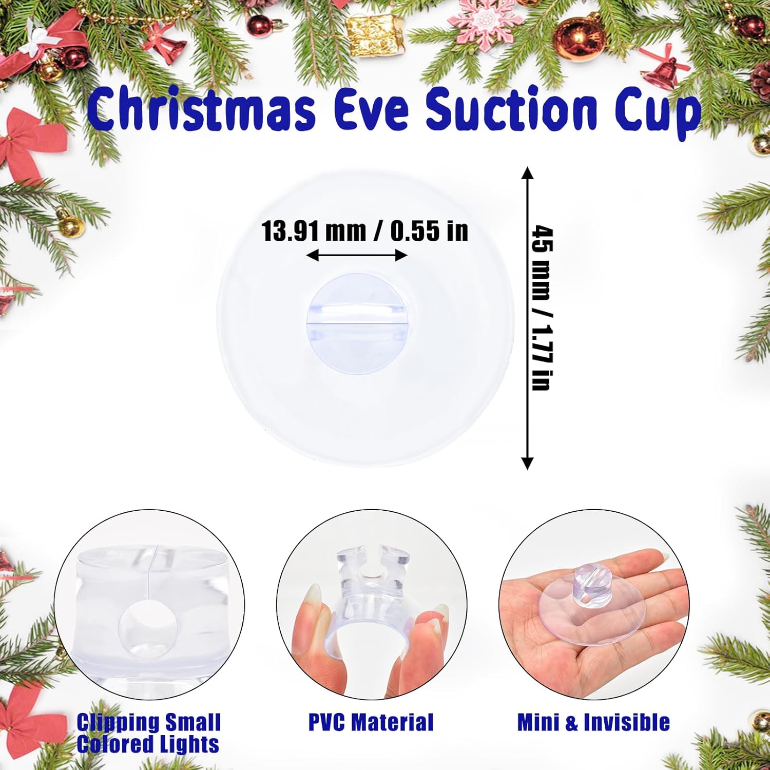 Christmas Light String Suction Cup Holders & Hooks for Seasonal Lights & Xmas Decorations 50Pcs