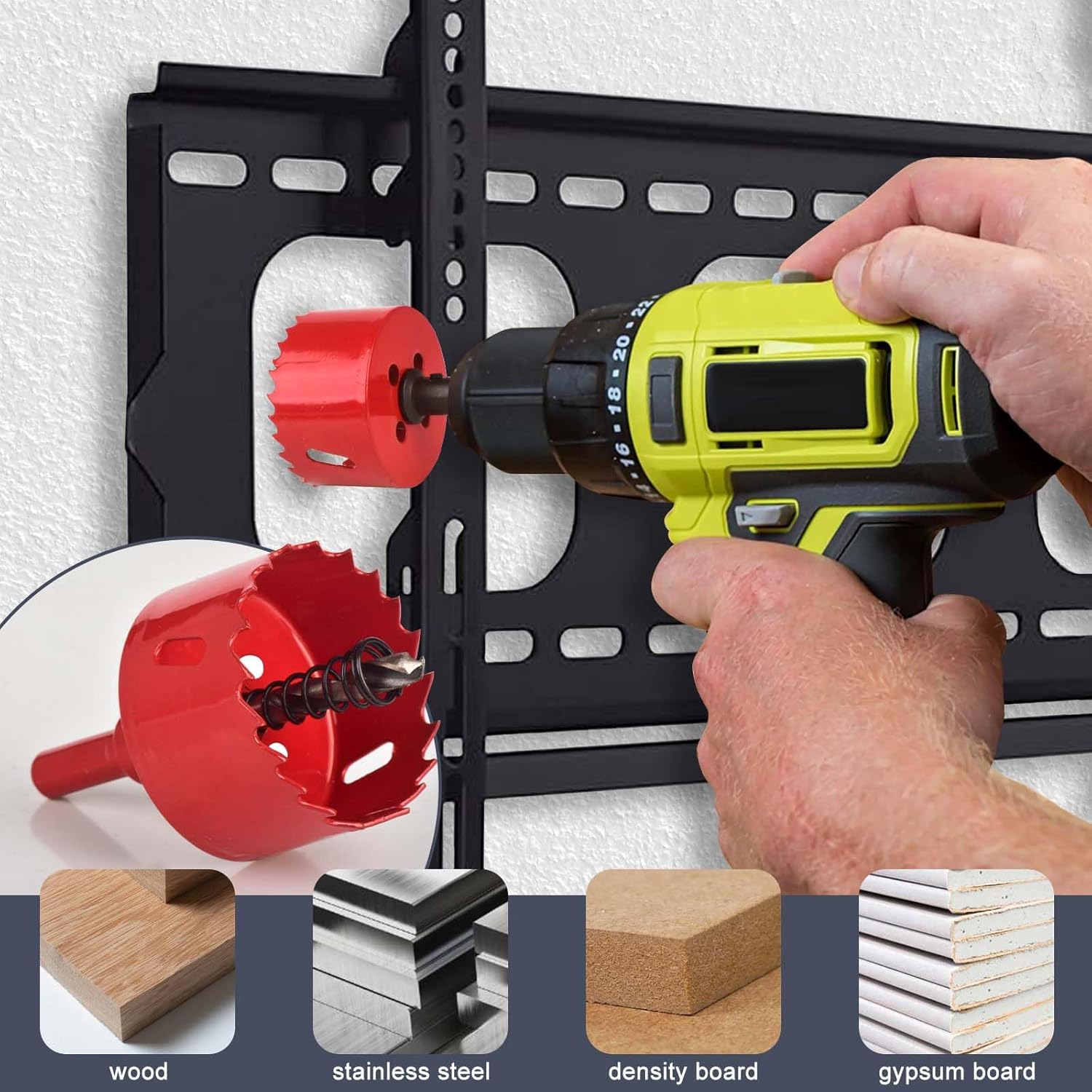6Pcs TV Cord Hider for Wall Mounted TV 2.36in 60mm TV Wire Hider Cable Grommet Cable Hole Cover with Hole Saw Drill Attachment, in Wall Cable Management Kit for Office and Home Table Cable