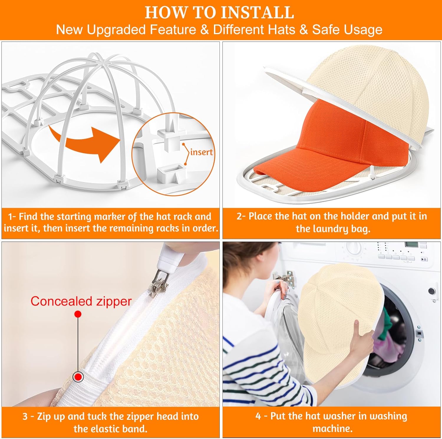 Coopahce Hat Washer for Washing Machine, Hats Cleaner for Baseball Caps, Hat Washing Cage Cap Washer, Dishwasher Hat Holder