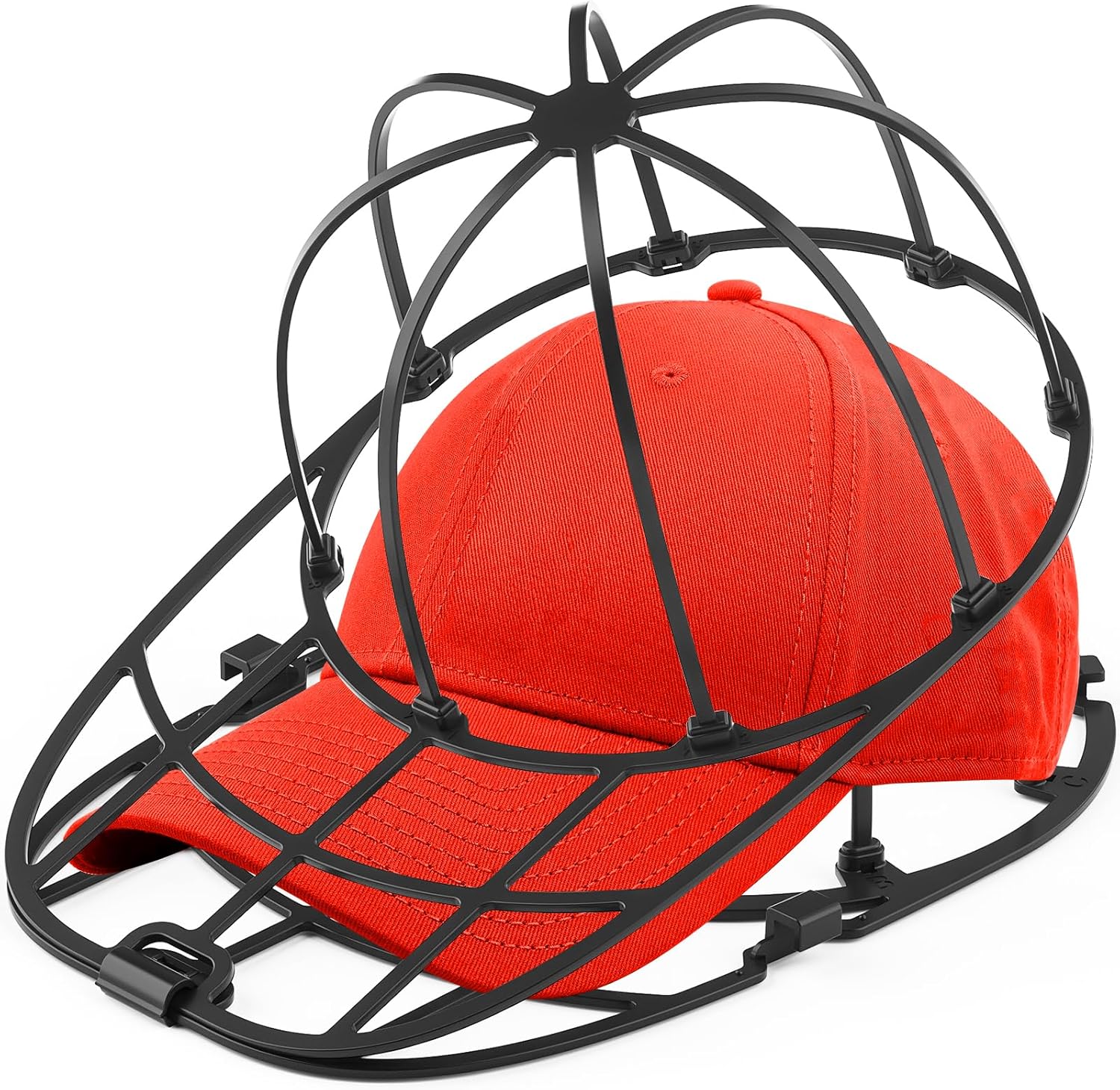 Hat Washer Cage for Washing Machine & Dishwasher- Ball Cap Washer for Baseball Caps & Hats, Baseball Cap Cleaner and Shaper, Fits Adult/Kids Caps Black