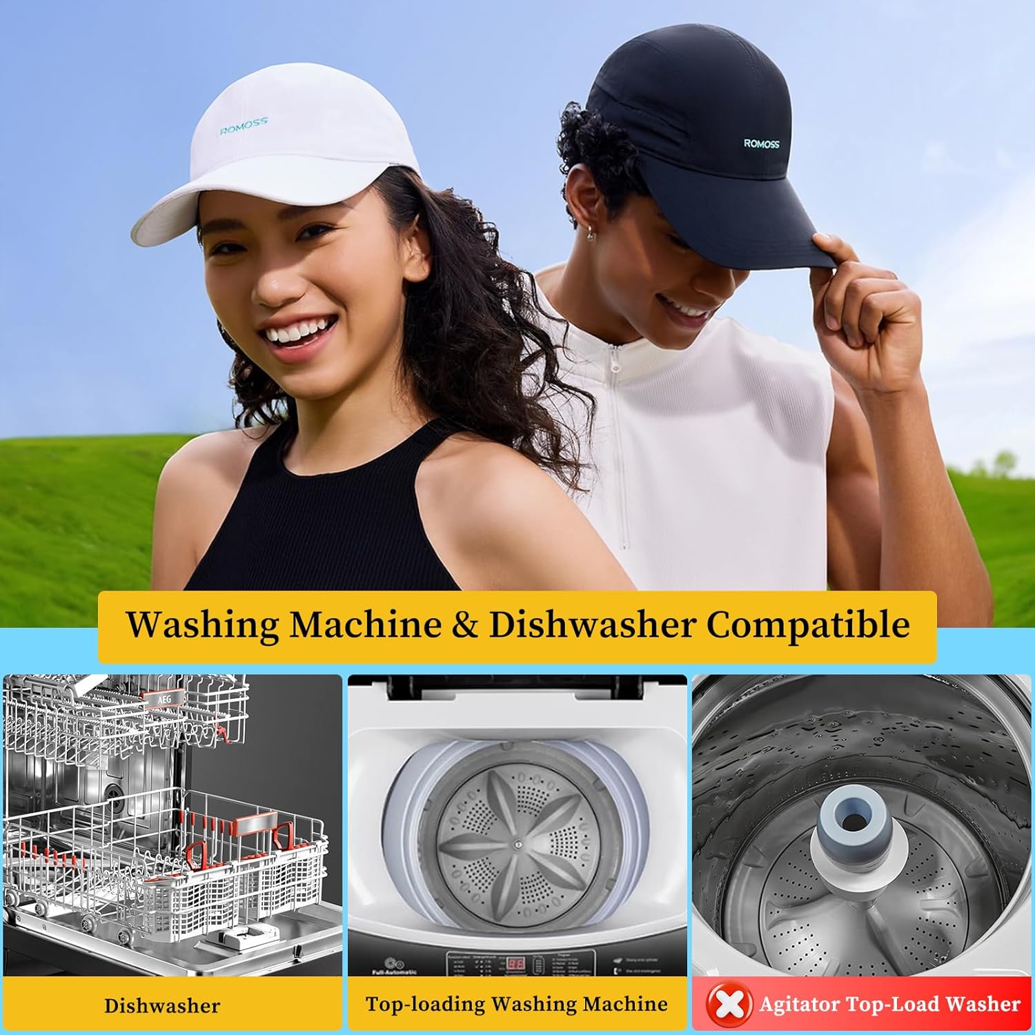 Hat Washer Cage for Washing Machine & Dishwasher- Ball Cap Washer for Baseball Caps & Hats, Baseball Cap Cleaner and Shaper, Fits Adult/Kids Caps Black