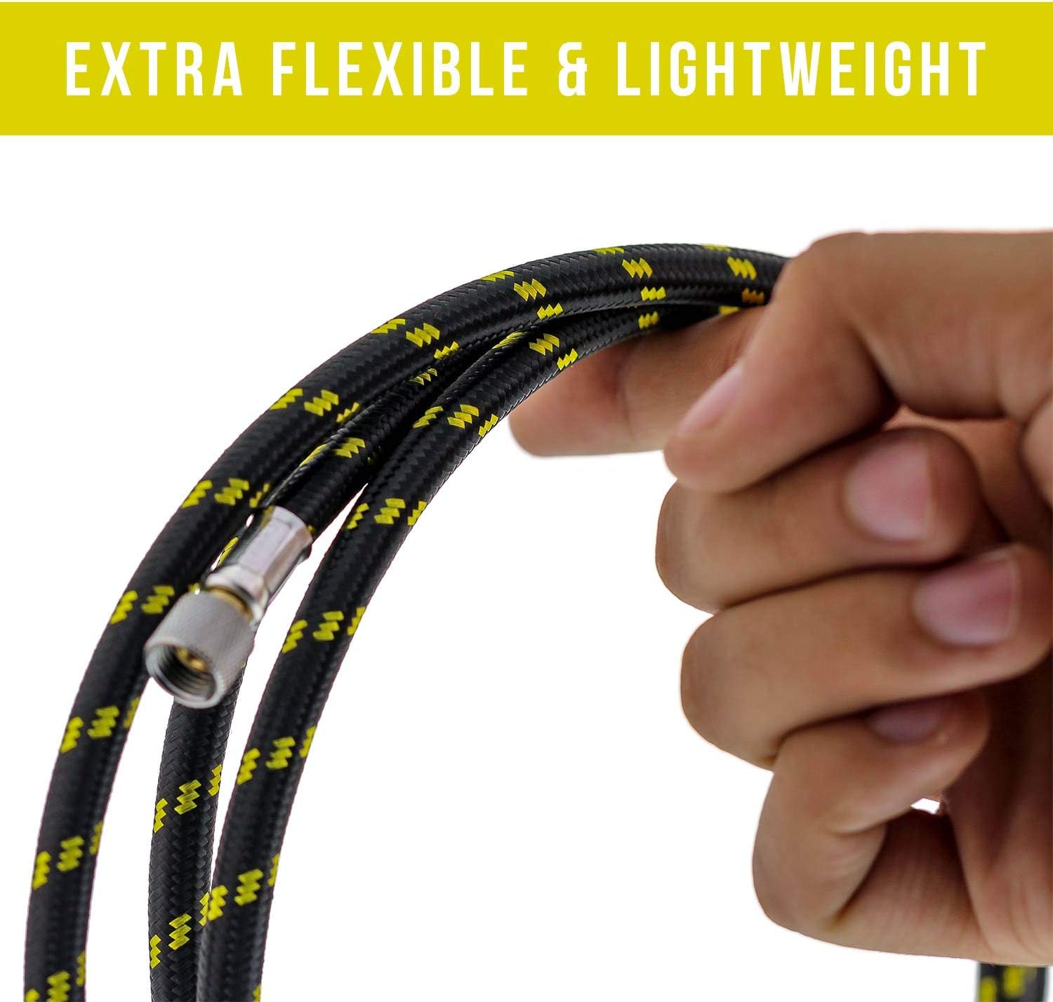 Premium 10 Foot Nylon Braided Airbrush Hose with Standard 1/8" Size Fittings on Both Ends Hose Color May Vary