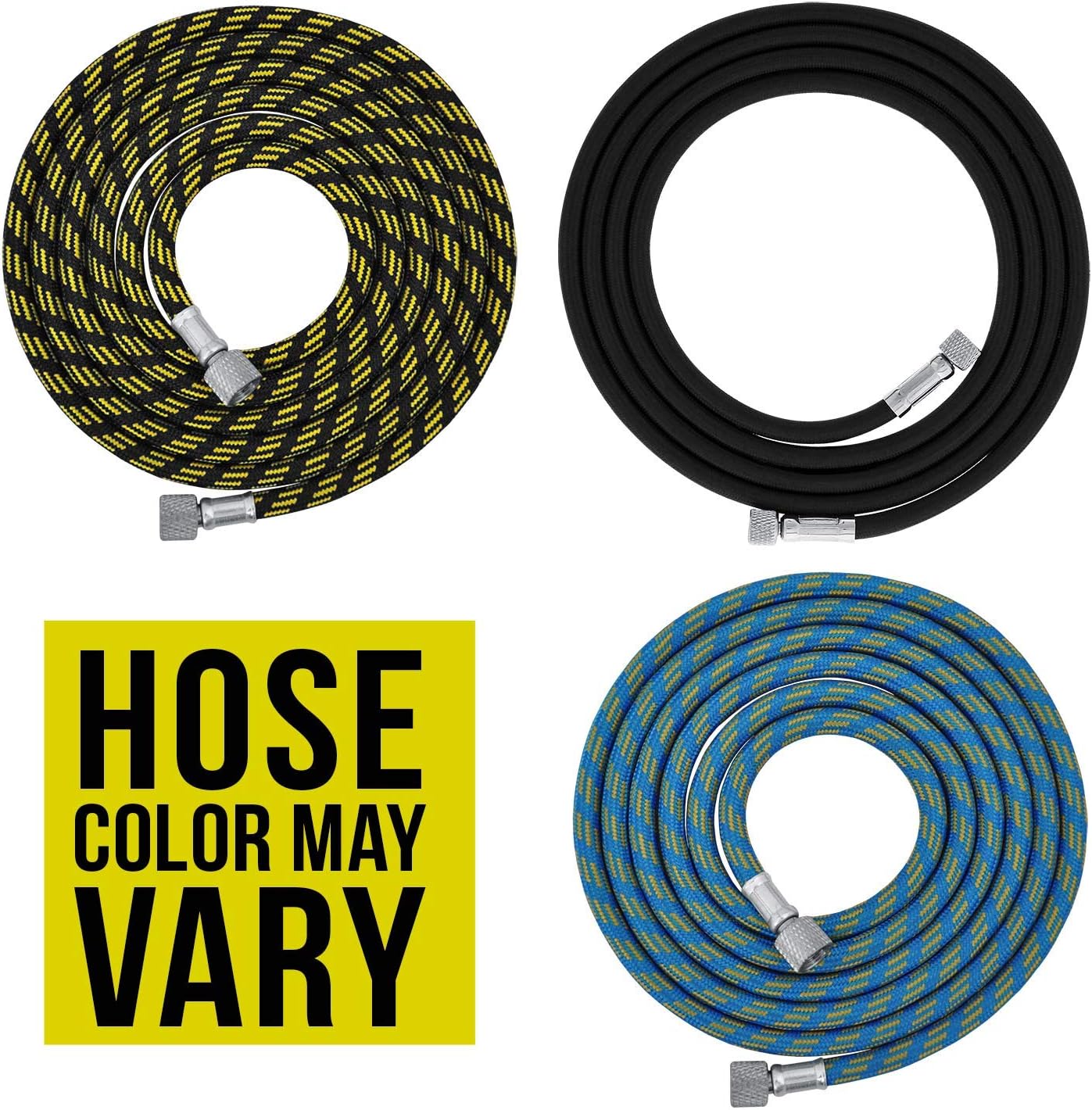 Premium 10 Foot Nylon Braided Airbrush Hose with Standard 1/8" Size Fittings on Both Ends Hose Color May Vary