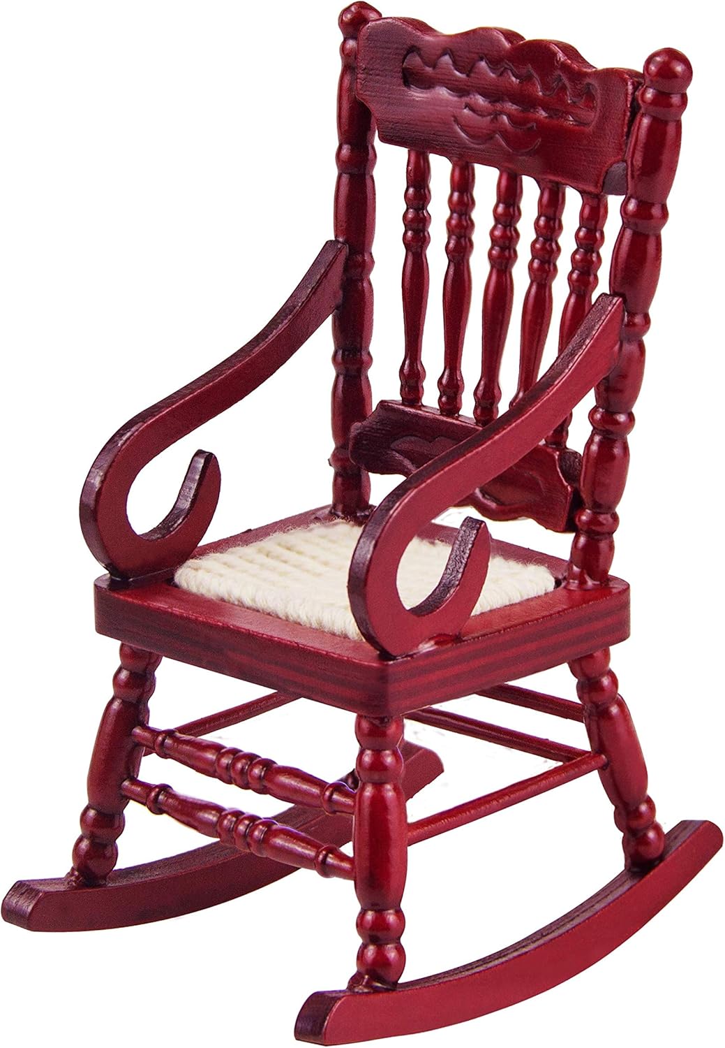 Dollhouse Wooden Chair, 1:12 Dollhouse Miniature Wooden Rocking Chair Model Brown