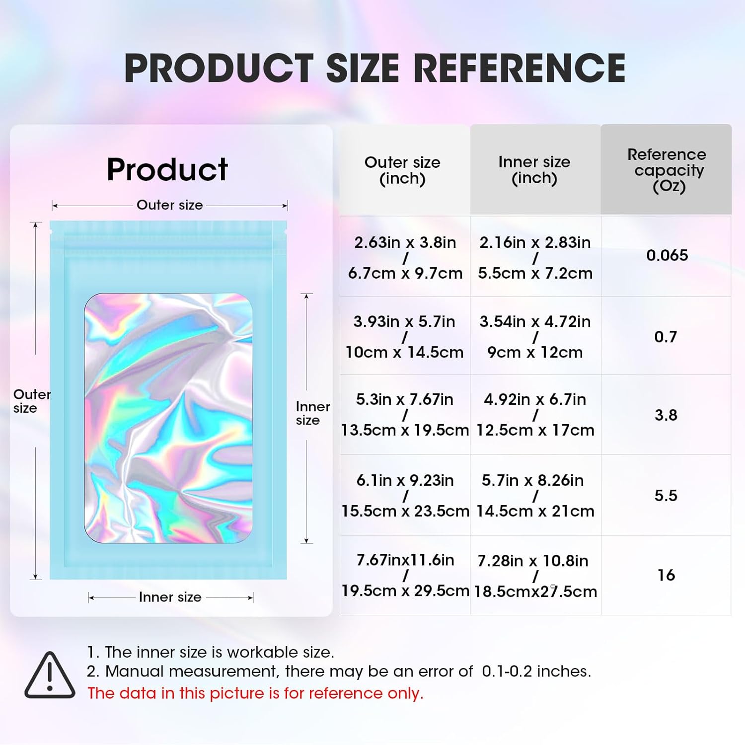 120PCS Smell Proof Mylar Bags,7.8"x11.8" Resealable Bag for Small Business,Holographic Packaging Bags with Clear Window,Foil Pouch Sample Snack Candy Jewelry Bag for Party Favors Blue