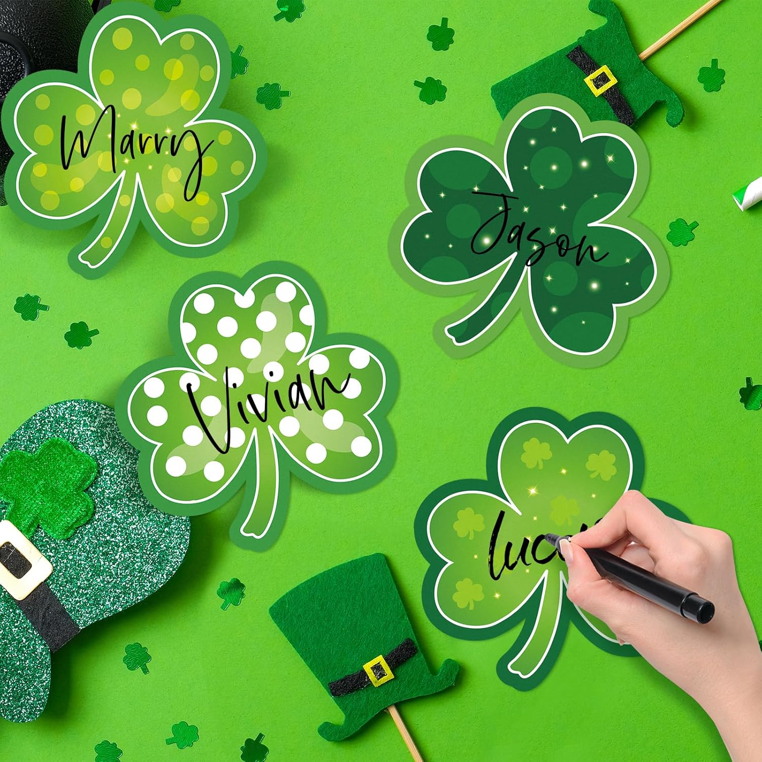 Shamrocks Clover Cutouts for Classroom Bulletin Board Decorations,Large St. Patrick's Day Shamrock Paper Cutouts for School Office Ireland Party Supplies 6 x 6 Inch,40 Pcs