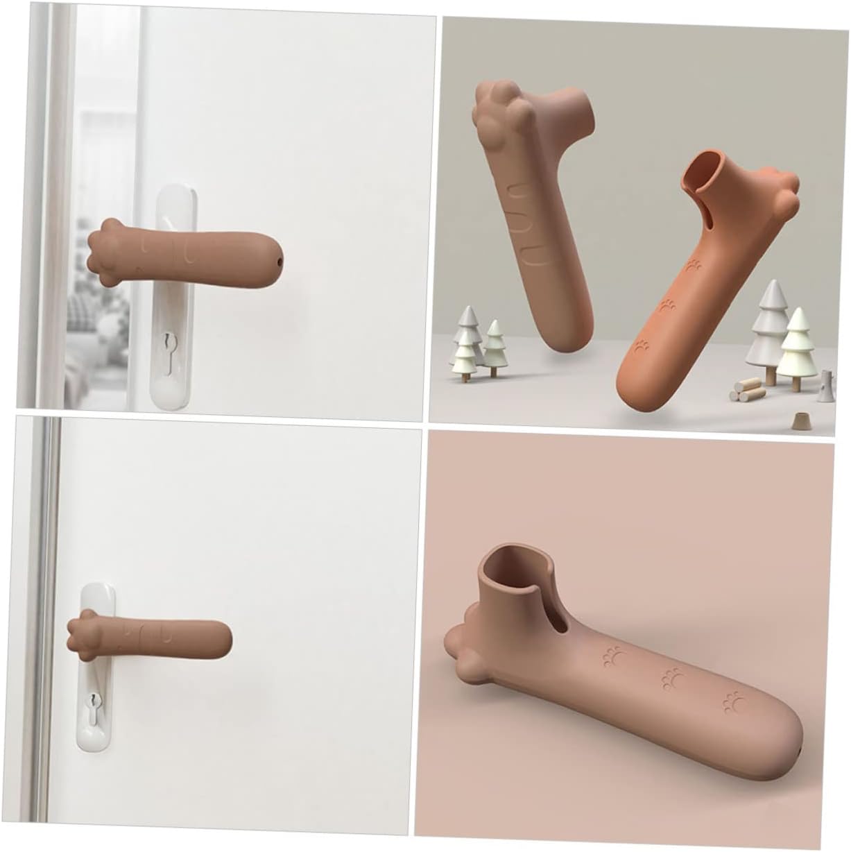 Silicone Door Handle Cover 1 Pack Child Safe Anti-Collision Paw Design Brown