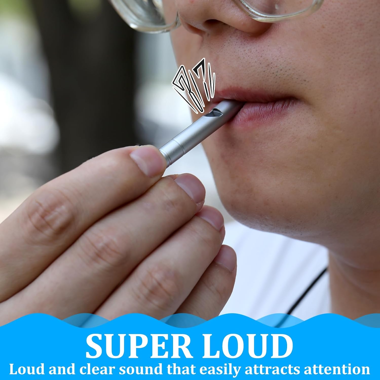 2 Silver Double Loop Whistles for Camping Hiking Pet Training Sports