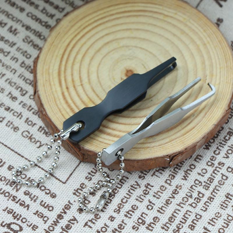 2 Pcs Split Ring Pliers Black & Silver Stainless Steel Fishing Pliers for Rigging and Bait with Keychain