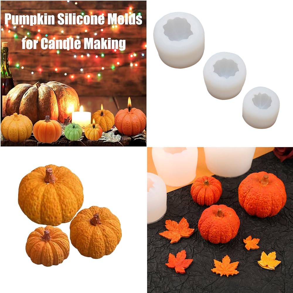 3 Piece Silicone Pumpkin Mould Set 3 Sizes Candle and Chocolate Mould Baking Tray