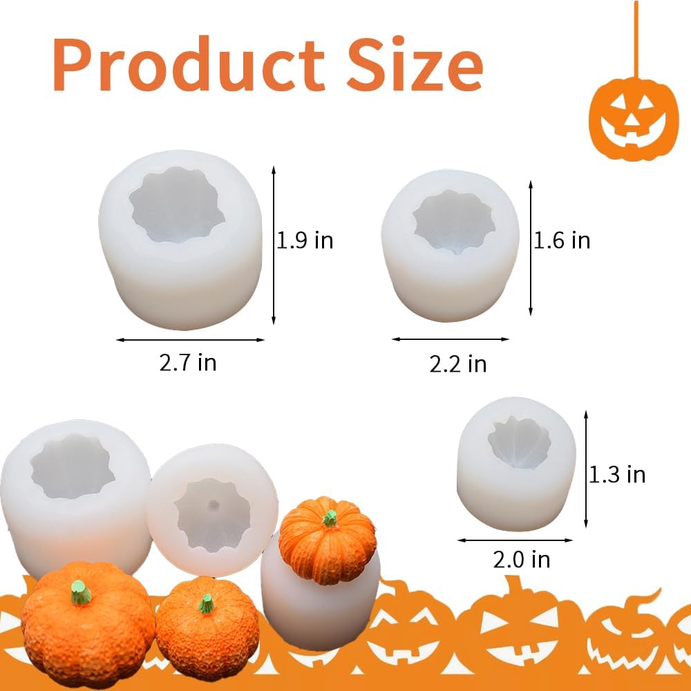 3 Piece Silicone Pumpkin Mould Set 3 Sizes Candle and Chocolate Mould Baking Tray
