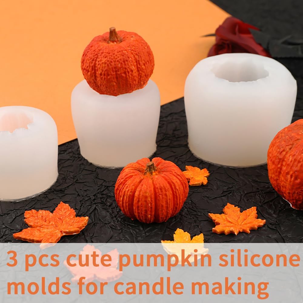 3 Piece Silicone Pumpkin Mould Set 3 Sizes Candle and Chocolate Mould Baking Tray