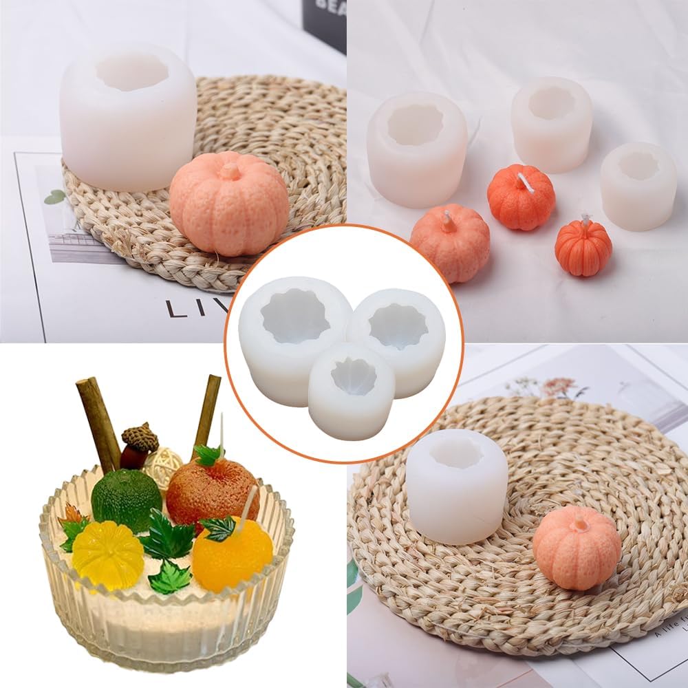 3 Piece Silicone Pumpkin Mould Set 3 Sizes Candle and Chocolate Mould Baking Tray