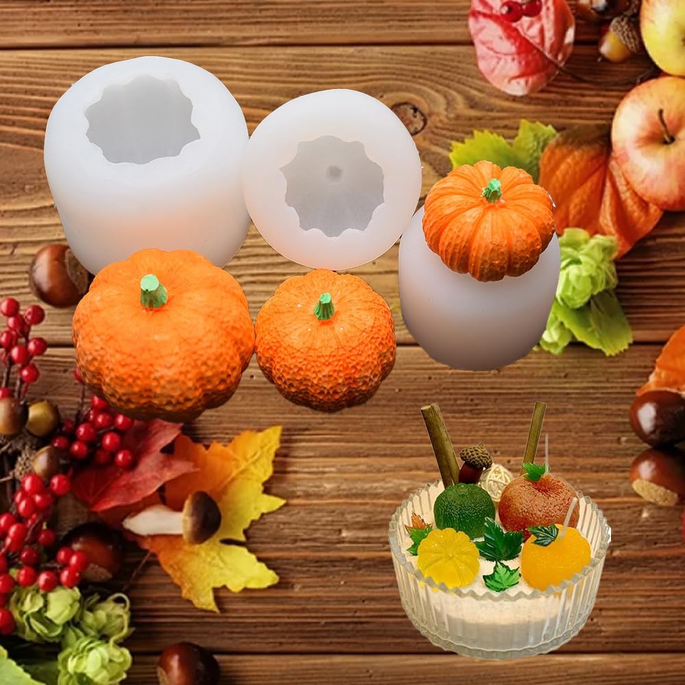 3 Piece Silicone Pumpkin Mould Set 3 Sizes Candle and Chocolate Mould Baking Tray