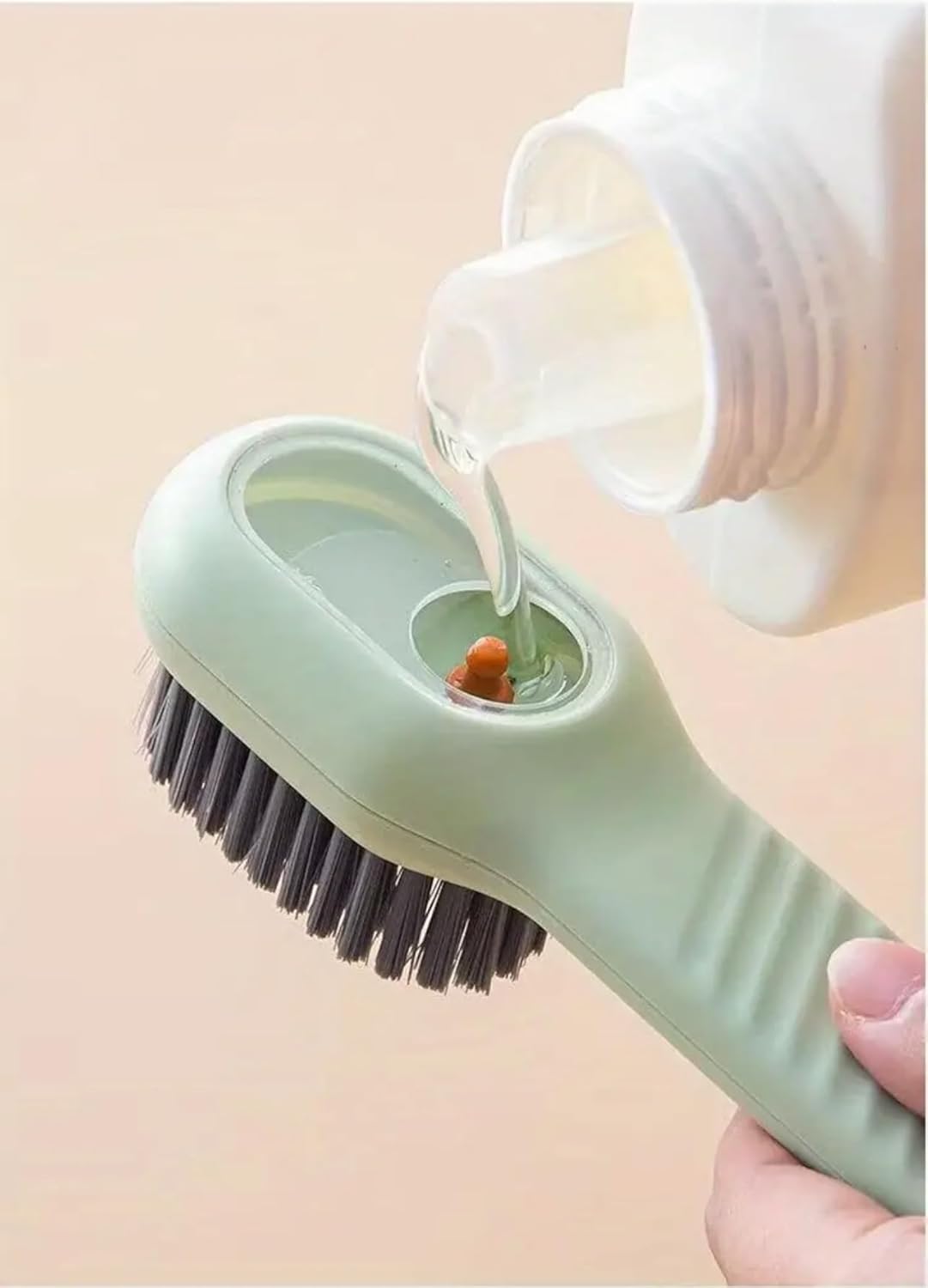Green Soft Bristle Shoe Brush with Ergonomic Handle Multifunctional for Shoes and Clothing Hanging Design 1 Piece