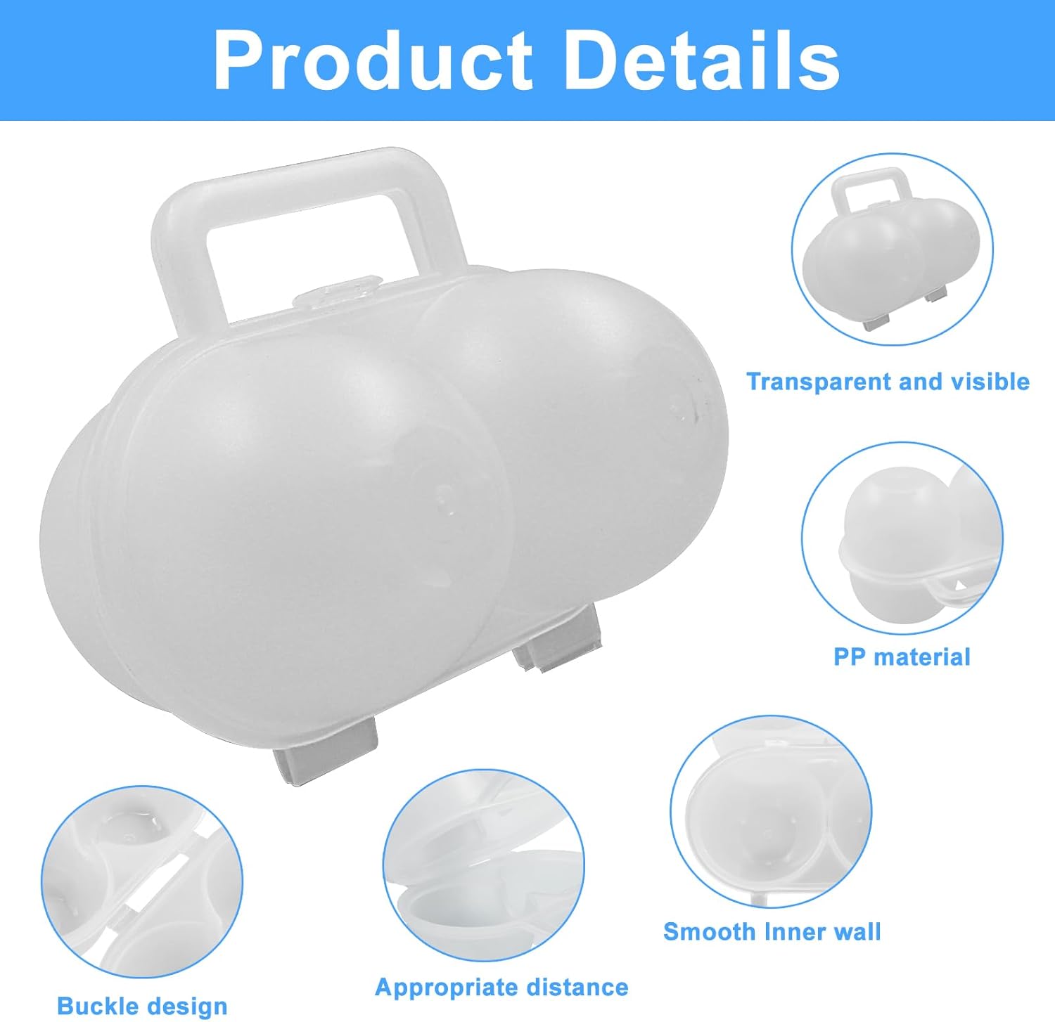 2 Pack 2-Egg Portable Camping Egg Holder for Fridge