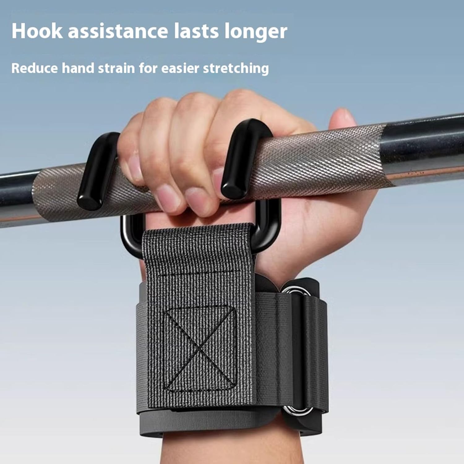 Weight Lifting Wrist Strap Hooks - Black - 1 Pair