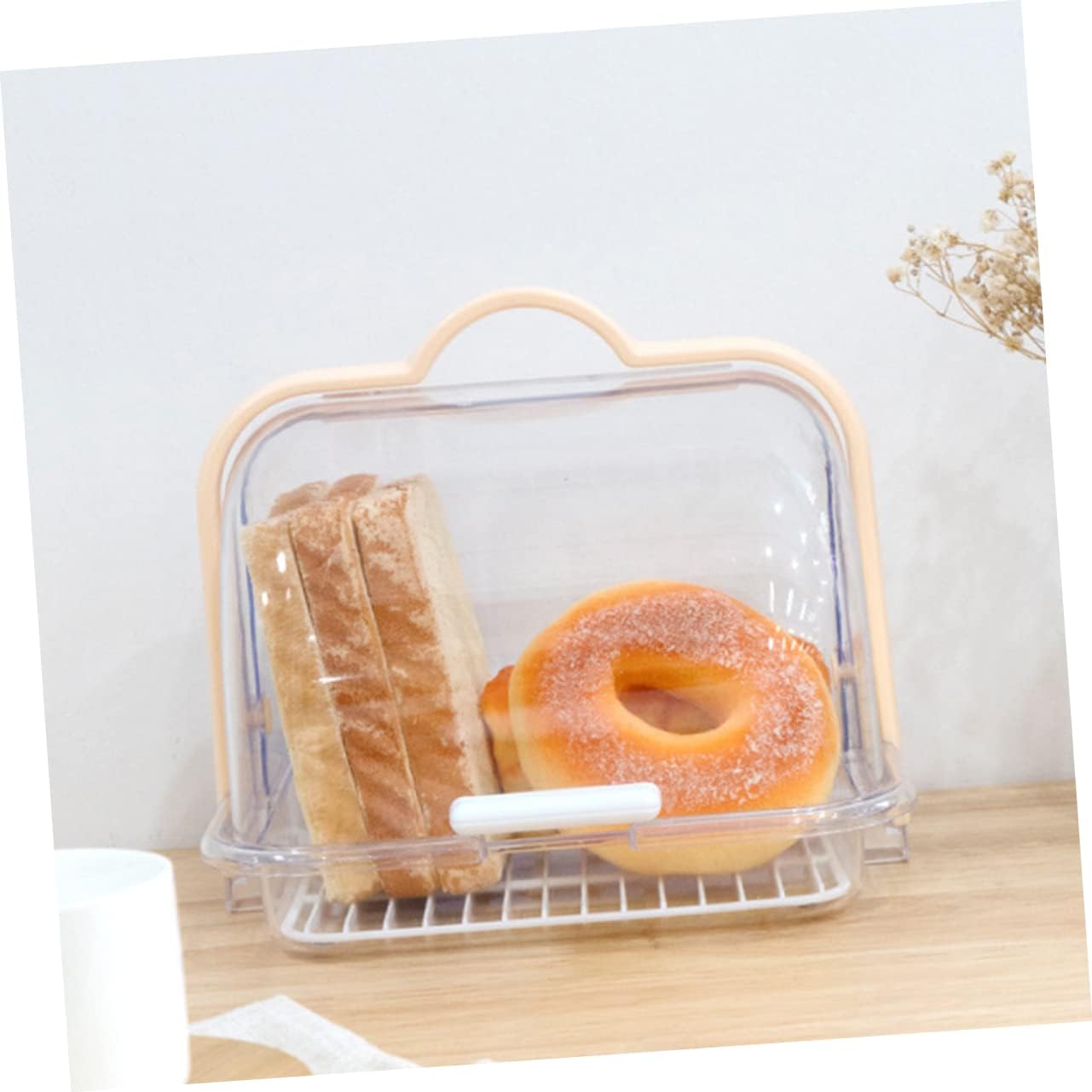 Transparent Food Storage Container with Lid and Drip Tray for Bread Milk Packaging