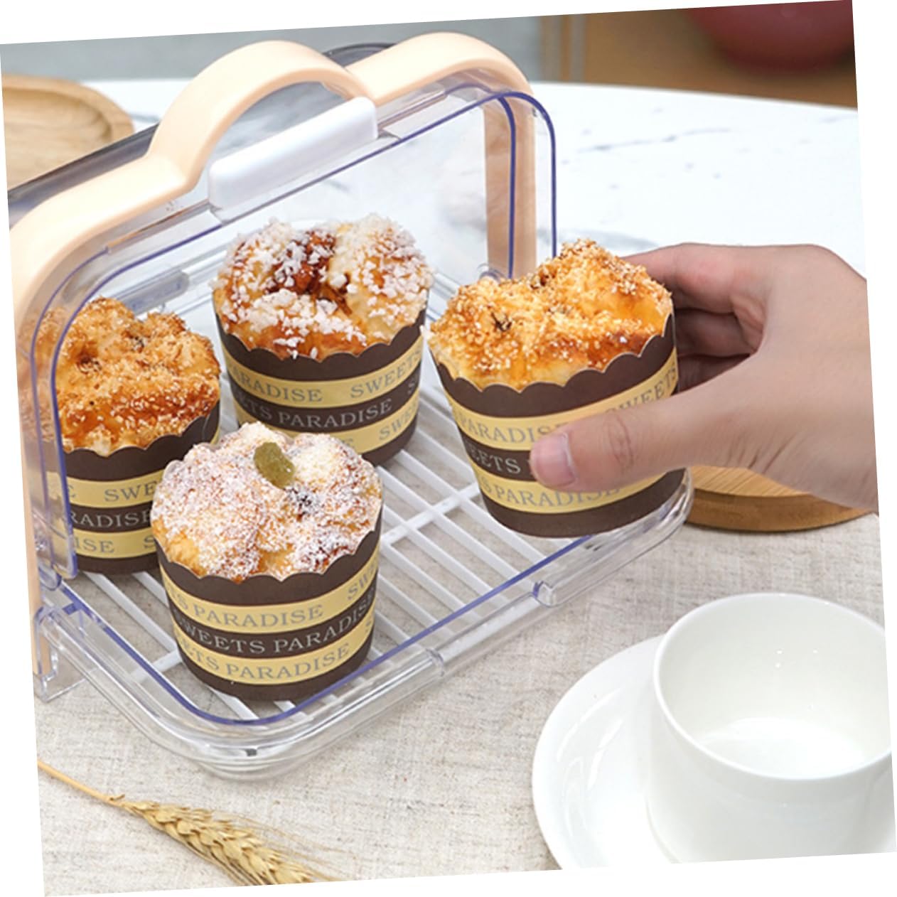 Transparent Food Storage Container with Lid and Drip Tray for Bread Milk Packaging