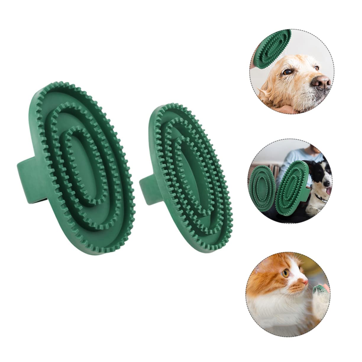 2 Pack Pet Massage Brush for Dog and Cat Grooming Green