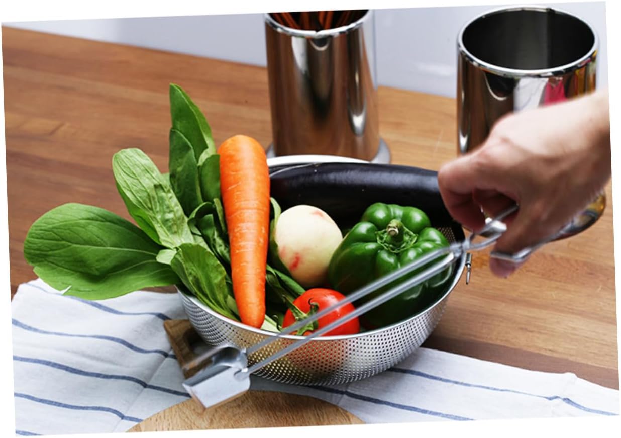 Silver Stainless Steel BBQ Tongs with Long Handle Heat Resistant Barbecue Tongs for Meat & Vegetables