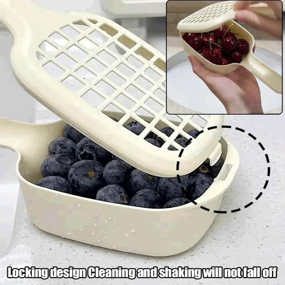 2-in-1 Sink Strainer Colander 2-in-1 Sink & Strainer Handy Shake and Drain System for Vegetables Fruit & Salad Large Capacity Yellow