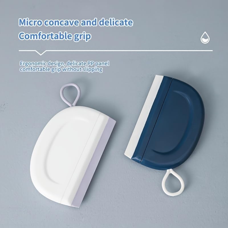 2 Pack Silicone Squeegee with Hanging Hook for Bathroom Mirror and Car Streak-Free Cleaning Tool