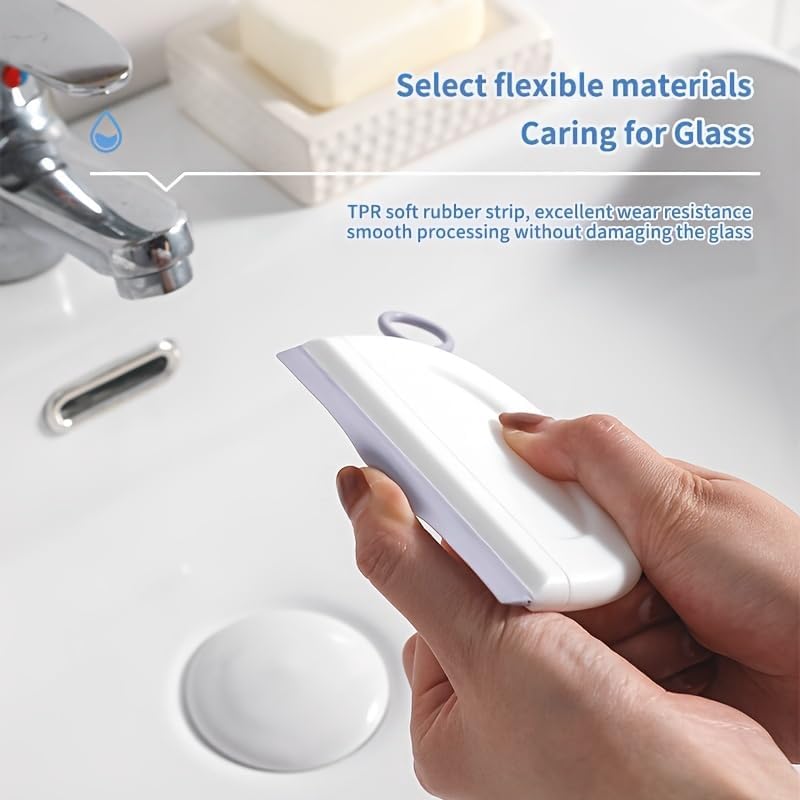 2 Pack Silicone Squeegee with Hanging Hook for Bathroom Mirror and Car Streak-Free Cleaning Tool