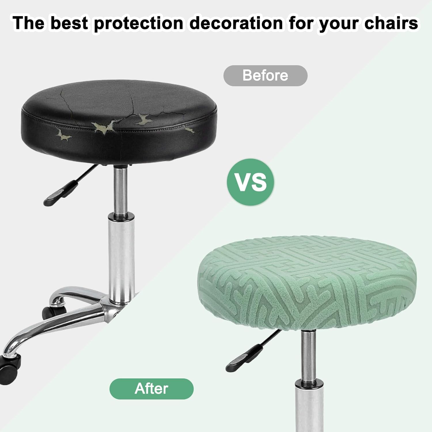 Elastic Chair Cover Round 30-36cm Mint Green Washable Stretchable Stool Cover